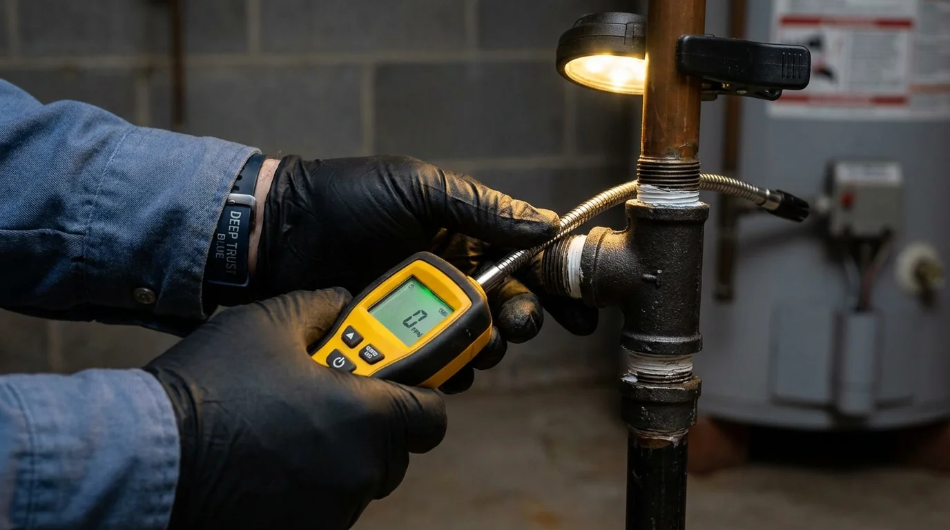 Gas leak detection with electronic sniffer by Johns Plumbing LLC in Nelson